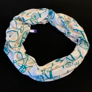 Bicycle Infinity Scarf - Ivory w/Teal